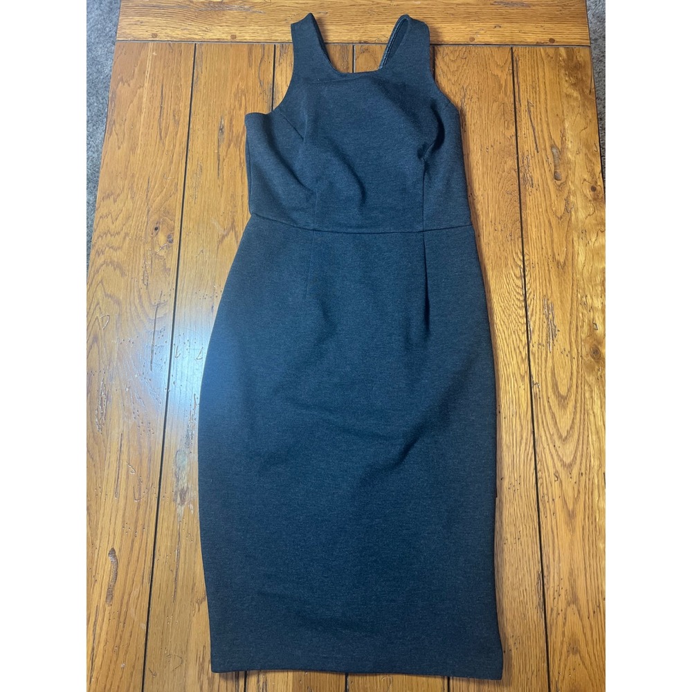 Charcoal Gray Sleeveless Sheath Midi Dress Cotton Blend RN138942 Size S